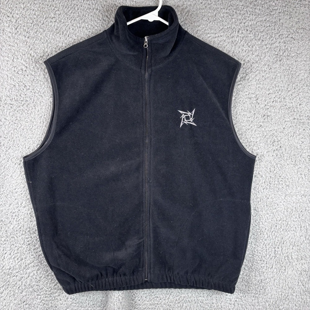 Vintage Metallica Vest Mens L Black Fleece Full Zip Giant Band Logo Jacket